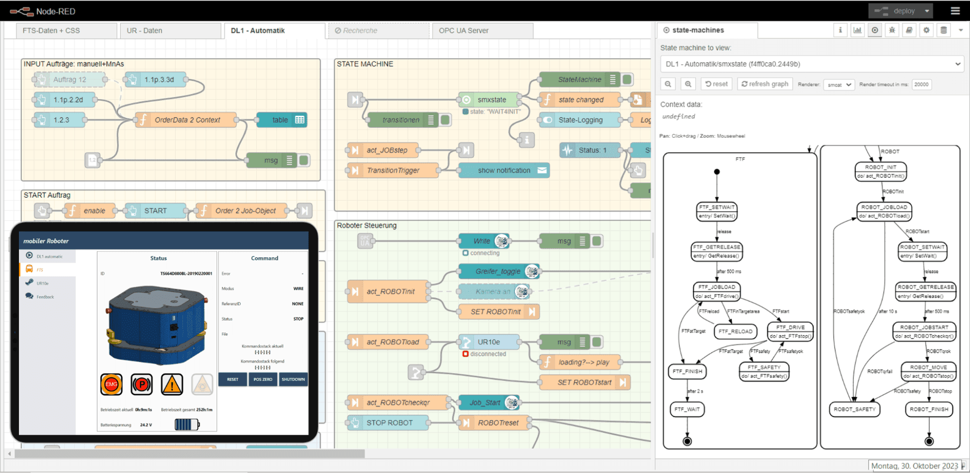 "Control the Automated Guided Vehicle and the Universal Robot via OPC UA and Real-Time Data Exchange"